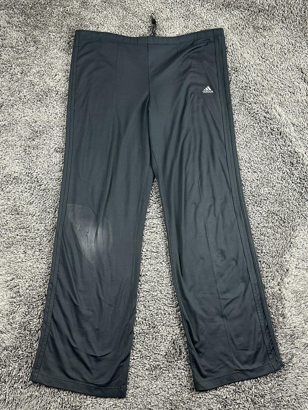 Adidas Vintage Womens Track Pants Black Yoga Flare Seam AF5001 3 Stripe  Medium