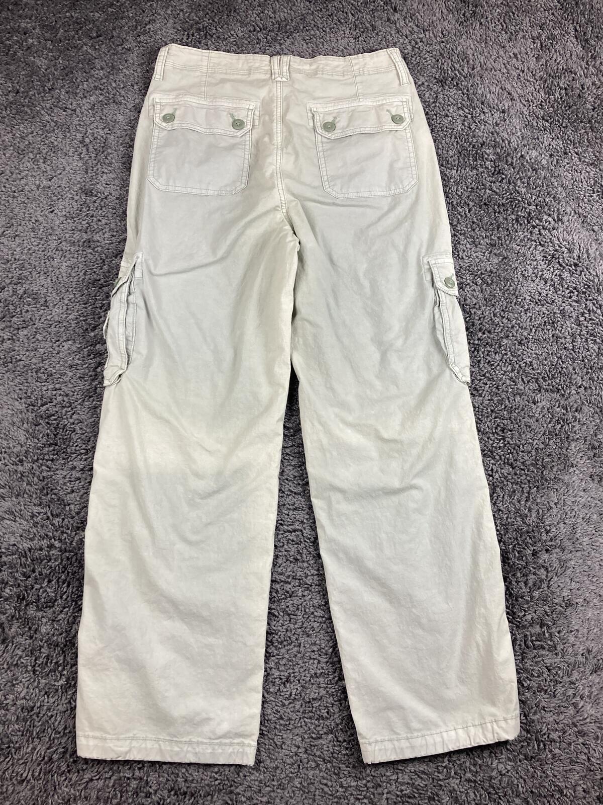American Eagle Snappy Baggy Cargo Pants Womens 8 Sage Green Wide Leg Utility