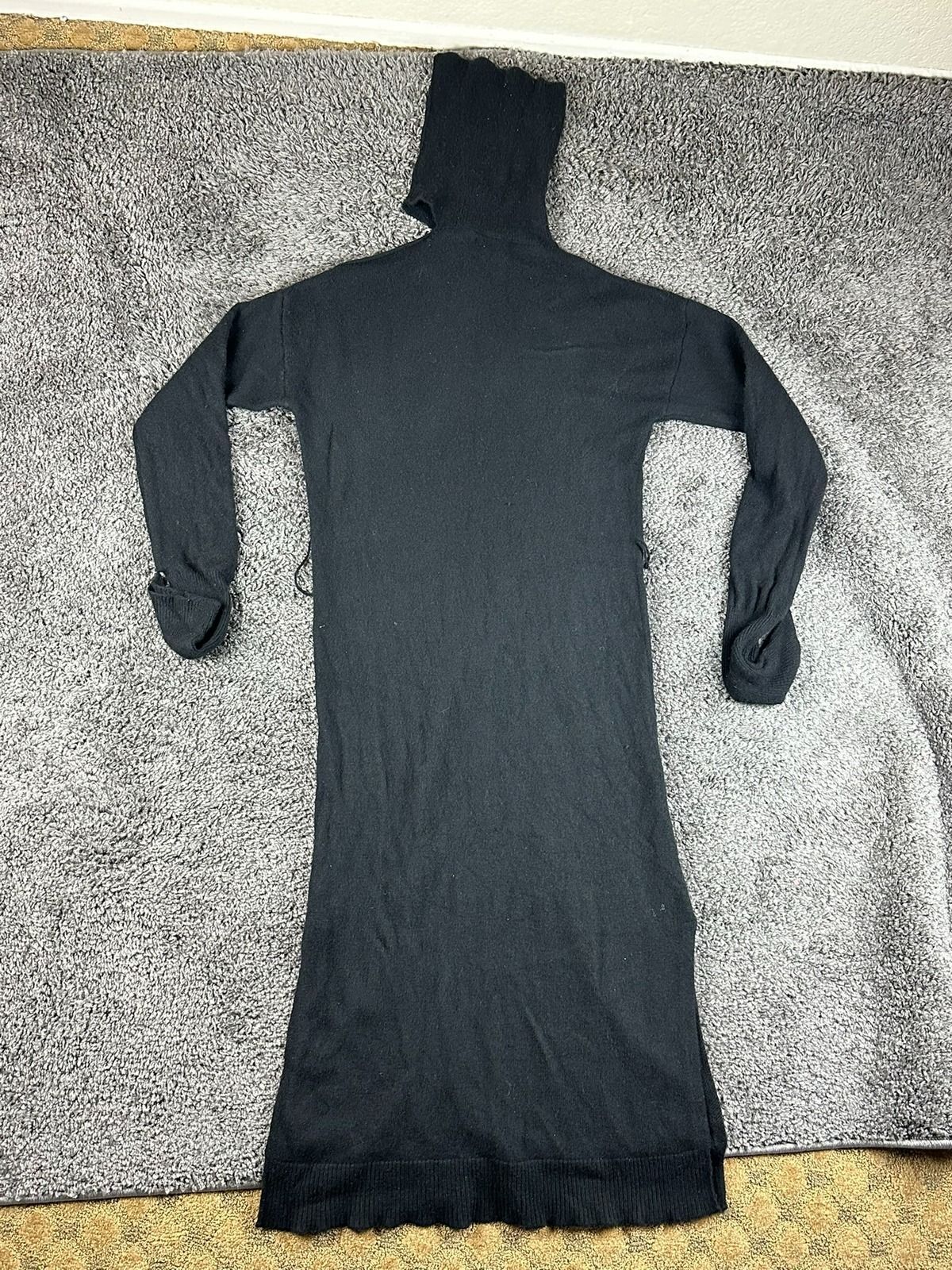 PAIGE Raundi Black Wool Cutout Shoulder Turtleneck Maxi Sweater Dress L