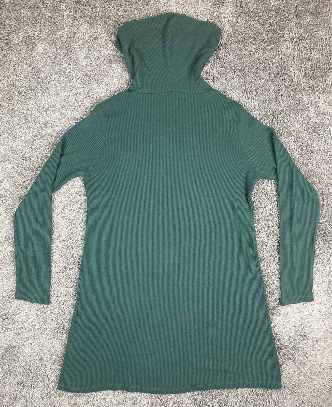 Michael Stars Green Ribbed Knit Cowl Neck Sweater Dress Women's Sz Large