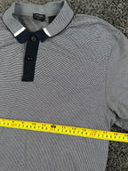 BOSS Hugo Boss Parlay 192 Mercerized Polo Shirt Men Gray Black Micro Pattern M