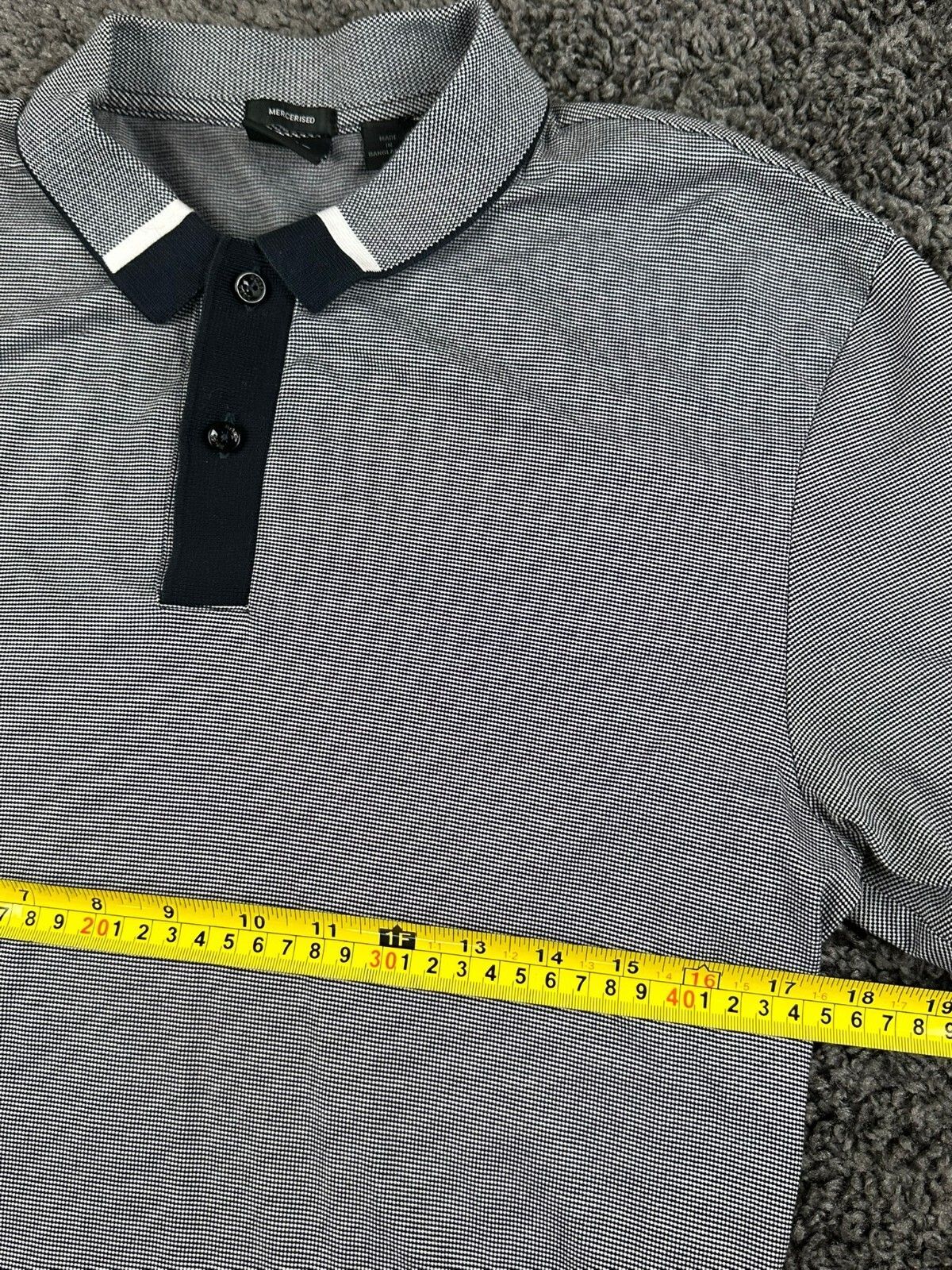 BOSS Hugo Boss Parlay 192 Mercerized Polo Shirt Men Gray Black Micro Pattern M