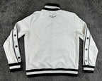 Karl Lagerfeld Paris Womens Small Track Jacket White Black Snap Sleeve Full Zip