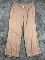 Love Tree Linen Blend Pants Womens Brown Wide Leg Drawstring Casual Beach Sz L