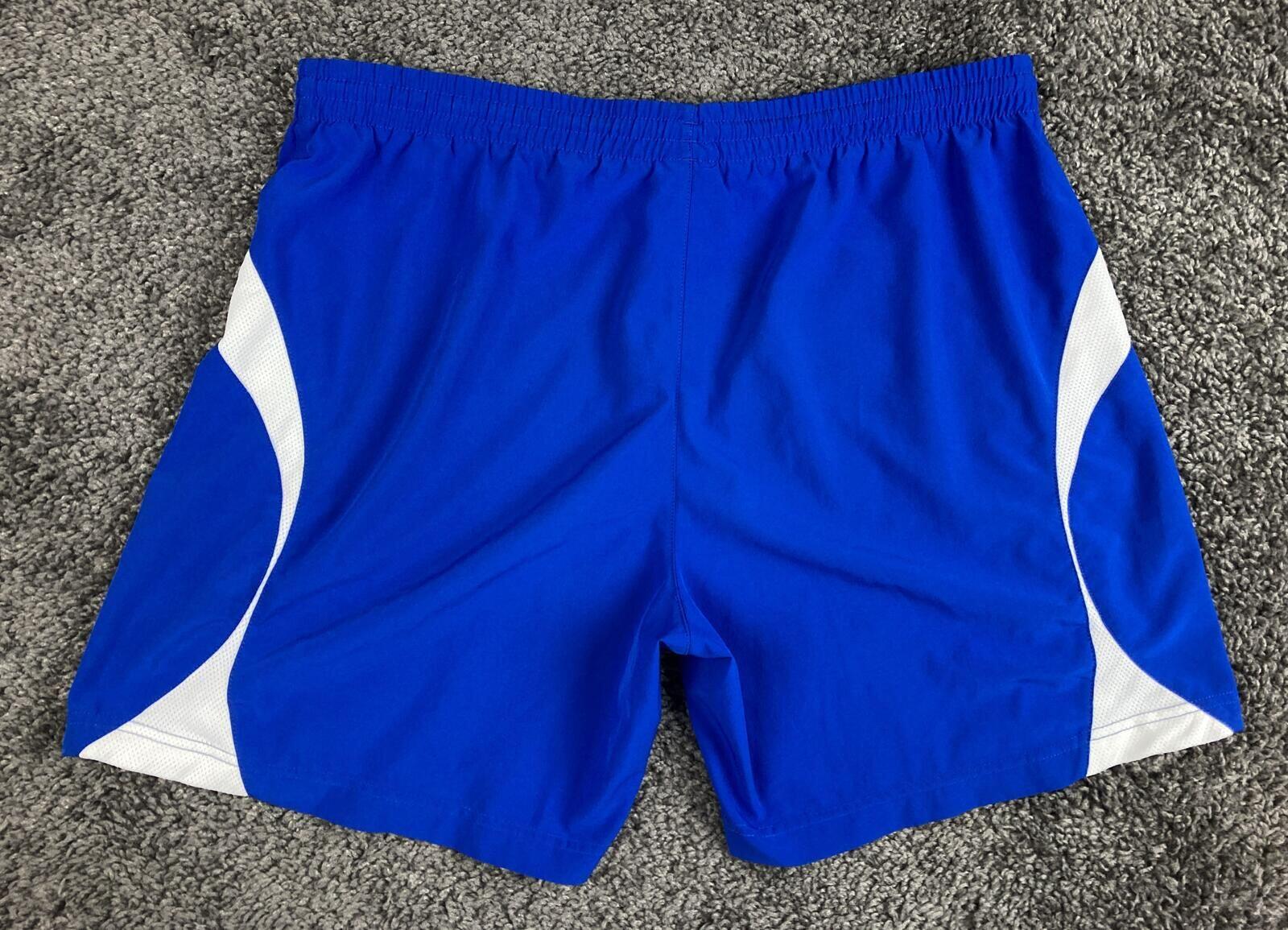 Diadora Mens Soccer Shorts Large Blue White Training Athletic Running Gym Sz XL