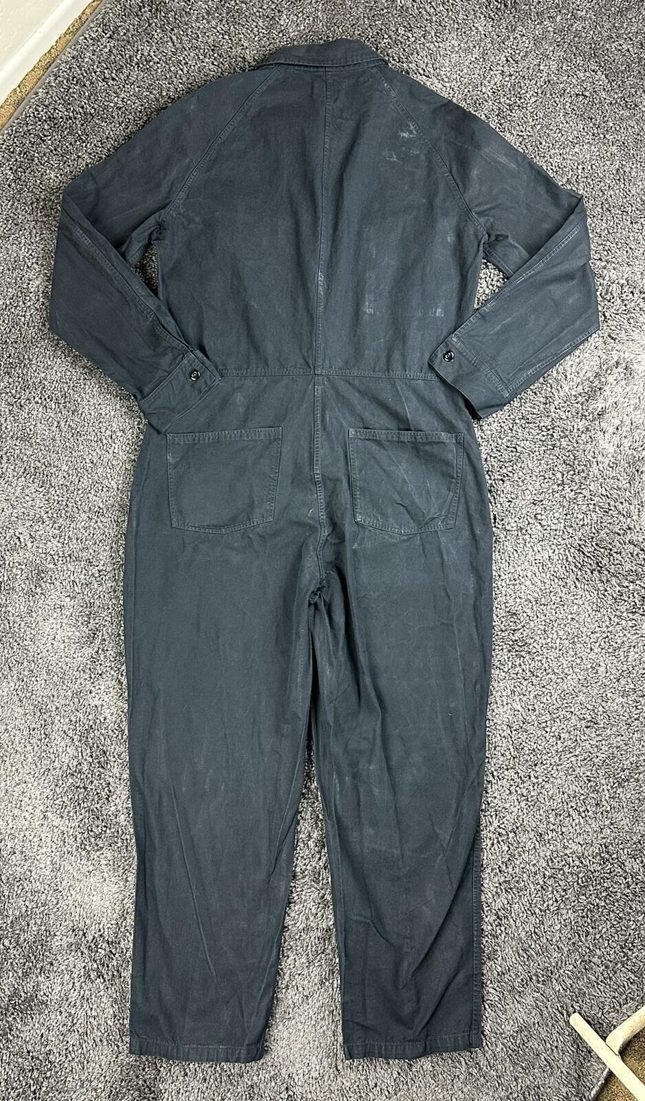 Outerknown Station Jumpsuit Womens Black Organic Cotton Linen Utility Coverall L