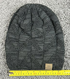 Page One Winter Beanie Hat Knit Basketweave Fleece Lined Charcoal Gray Unisex