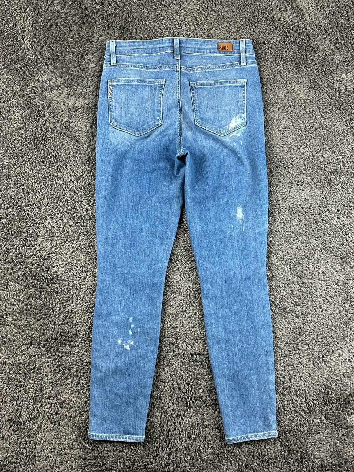 PAIGE Hoxton Ankle Jeans Womens 28 Indigo Artisan Paint Splatter Rare USA