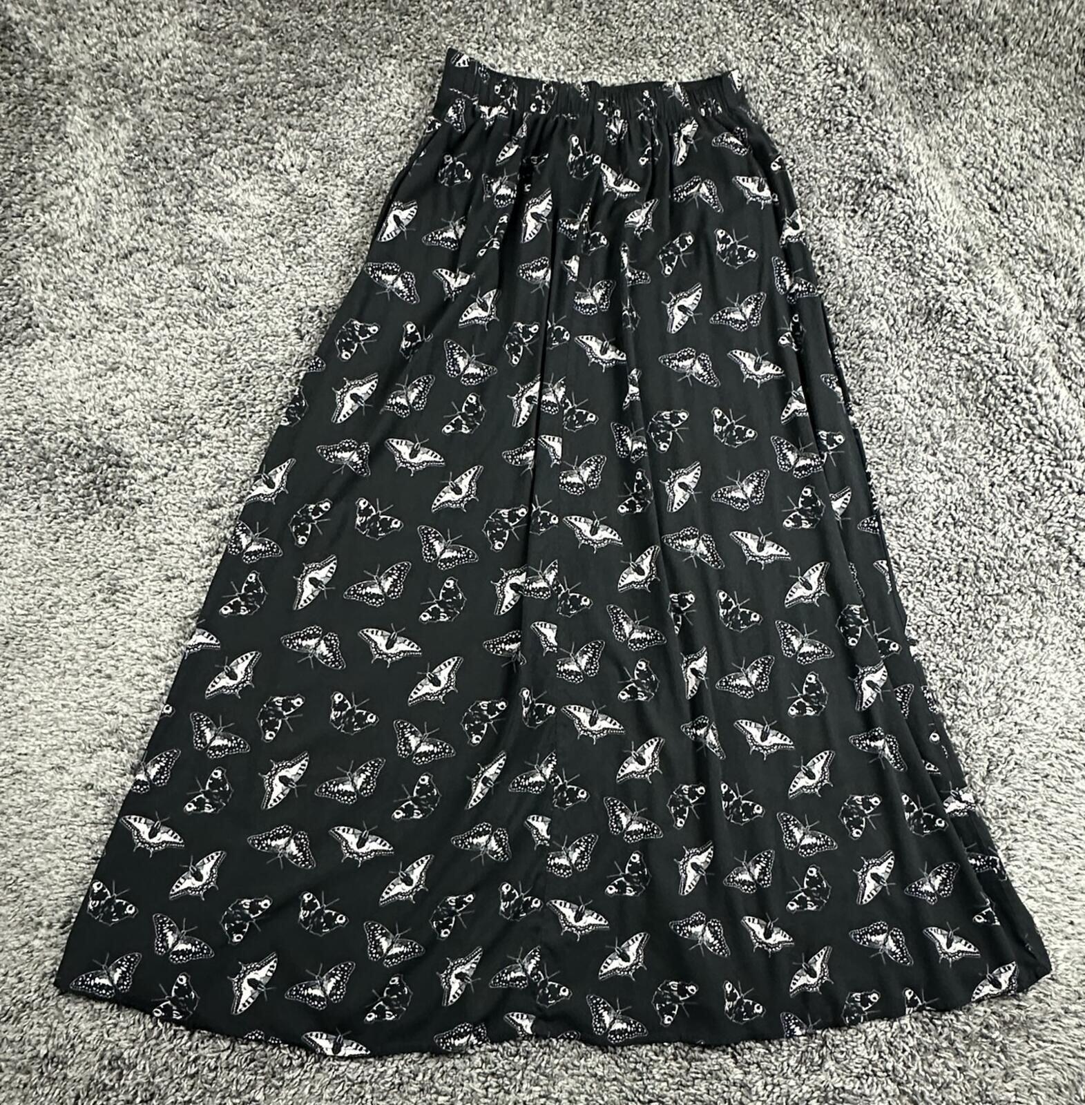 Cosmic Aura Hot Topic Dark Moth Butterfly Maxi Skirt Gothic Pockets Sz Small