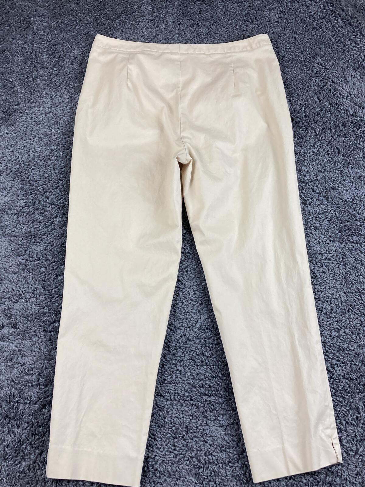Faconnable Women's Chino Pants Beige Stretch Cotton Straight Leg Size 6
