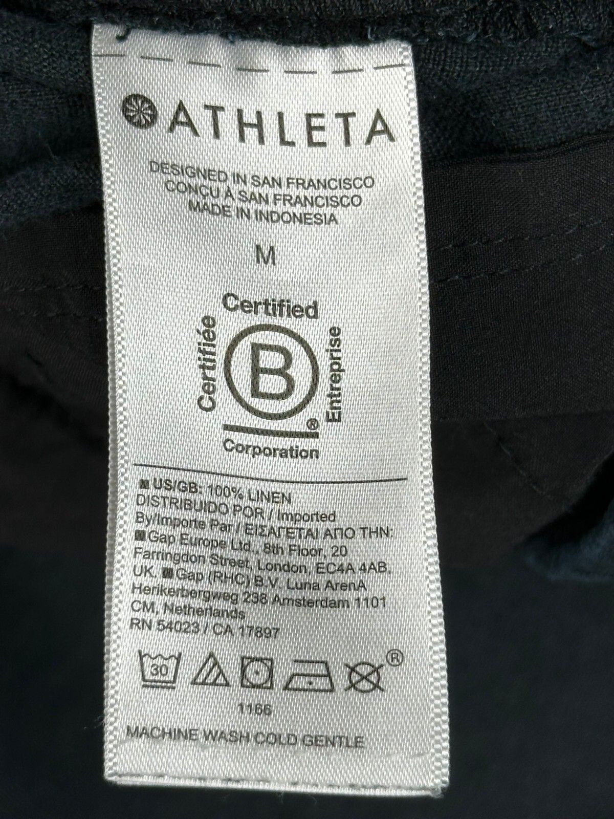 Athleta Womens Medium Black 100% Linen Pull On Jogger Pants Casual Trousers