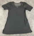 Nina Leonard Black Mesh Stripe Tunic Dress Women's Pockets Short Sleeve Sz L