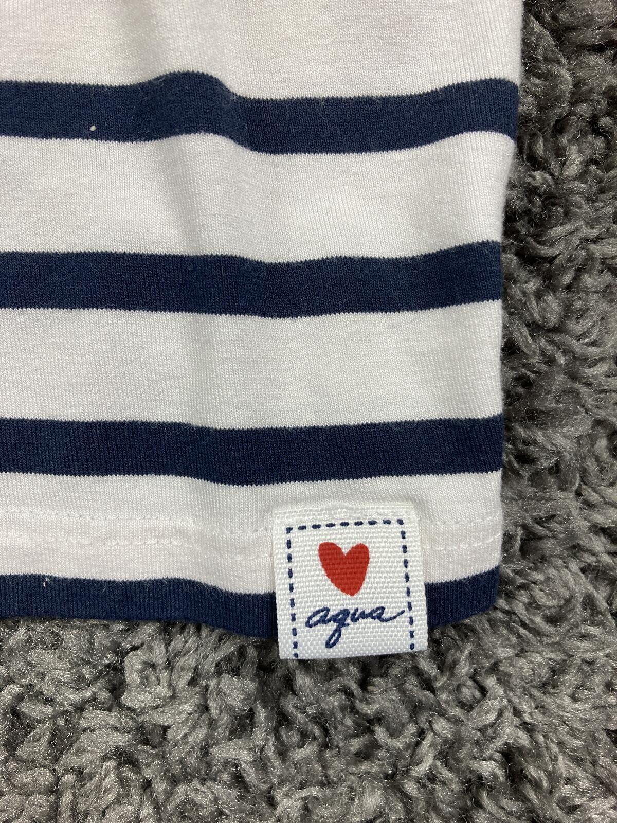 Aqua Maritime Striped T-Shirt Dress White Navy Blue Nautical Stretch Sz One Size