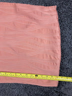 Arden B Coral Pink Textured Wave Bodycon Mini Skirt Peach Ribbed Zipper Back L