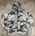 Da Hui Full Zip Hoodie Men's Gray Camo Lightweight Jacket Sz XXL