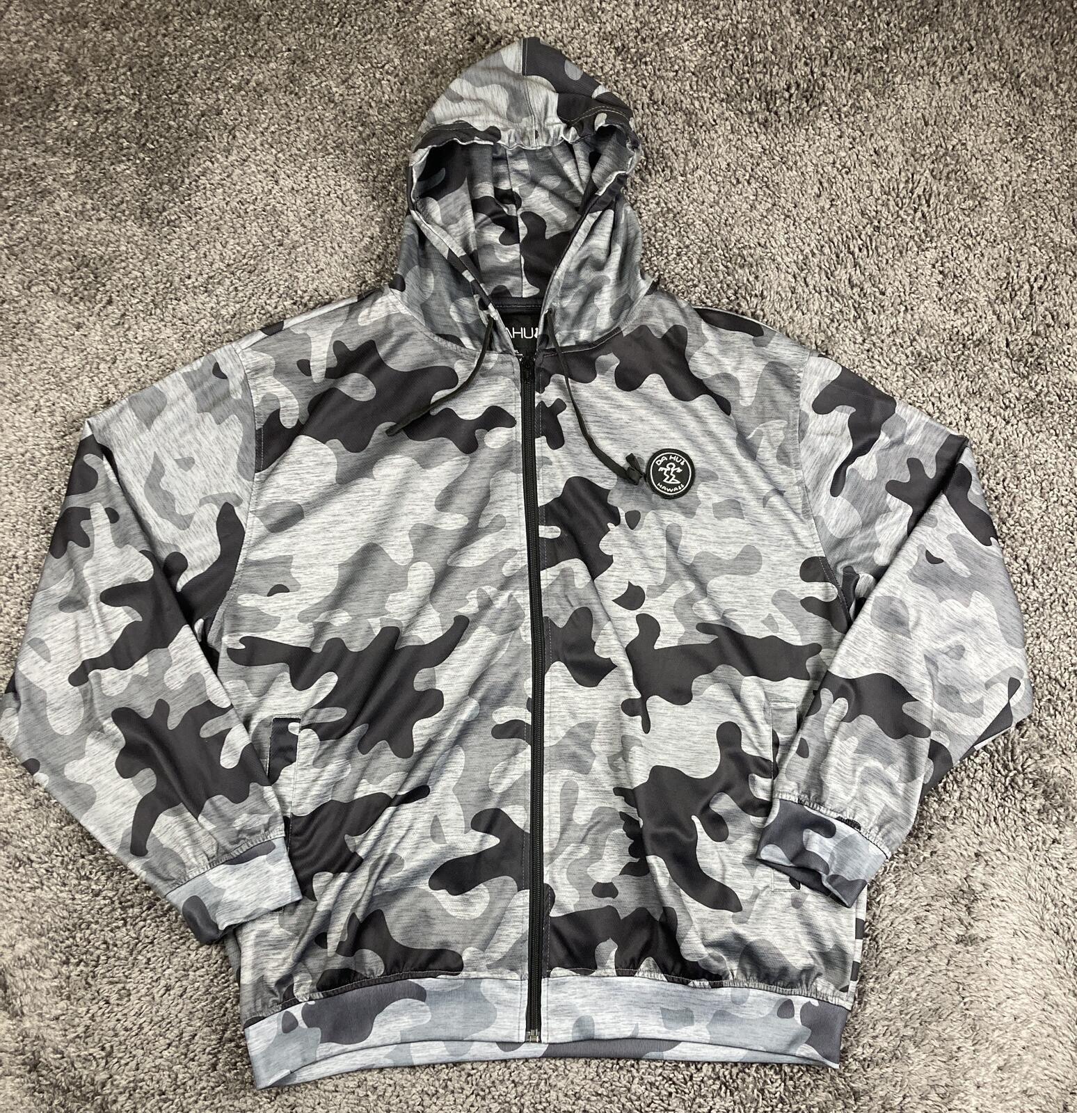 Da Hui Full Zip Hoodie Men's Gray Camo Lightweight Jacket Sz XXL