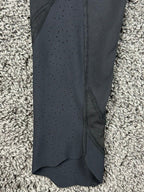 Lululemon Tight Stuff Crop Leggings Womens 4 Black Mesh Scallop Hem Laser Cut