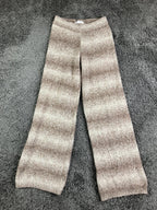 Zara Knit Pants Girls Brown Beige Striped Wide Leg Pull On  Size 11-12