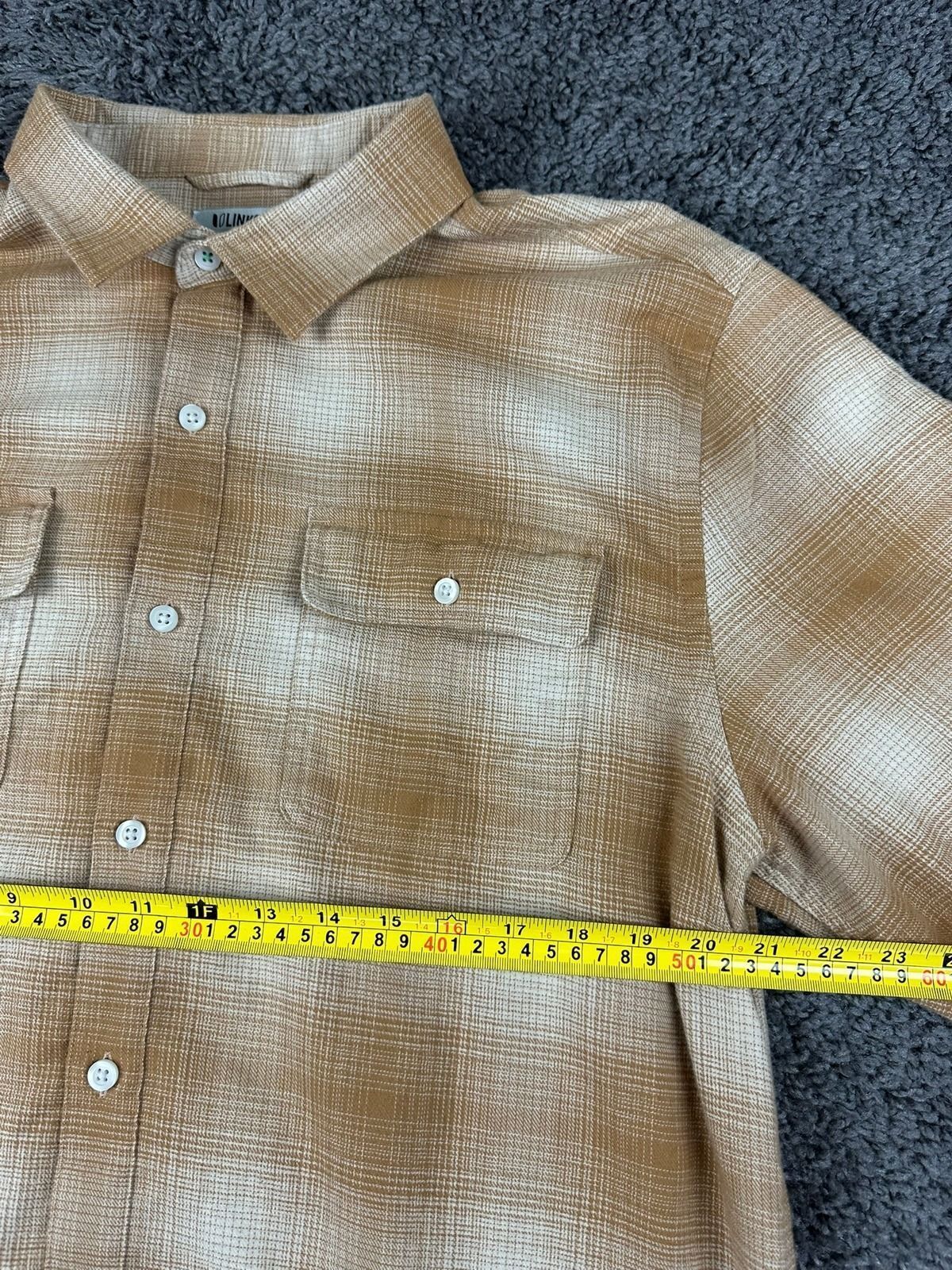 Linksoul Plaid Button Up Shirt Mens XL Tan Cream Long Sleeve
