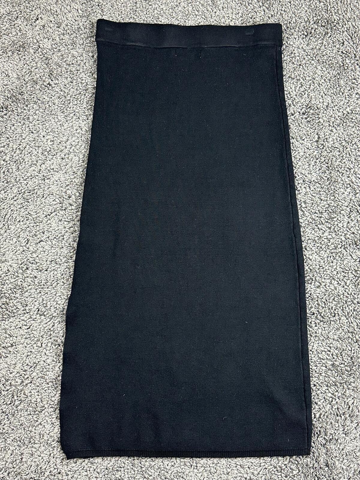 House of Harlow 1960 Skirt WomensBlack Knit Midi Side Slit Rayon Nylon Sz S