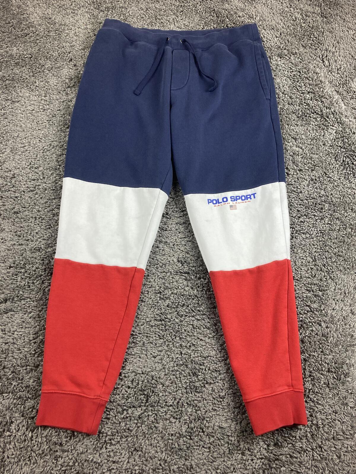 Polo Sport Ralph Lauren Sweatpants Men's Colorblock Joggers Red White Blue Sz M