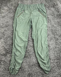 Athleta Aspire Ankle Green Ruched Stretch Jogger Pant Zip Pockets Womens Size 4