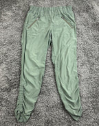 Athleta Aspire Ankle Green Ruched Stretch Jogger Pant Zip Pockets Womens Size 4