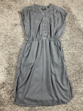 prAna Dress Women's Gray Sleeveless Tencel Lyocell Button V Neck Pockets Sz S