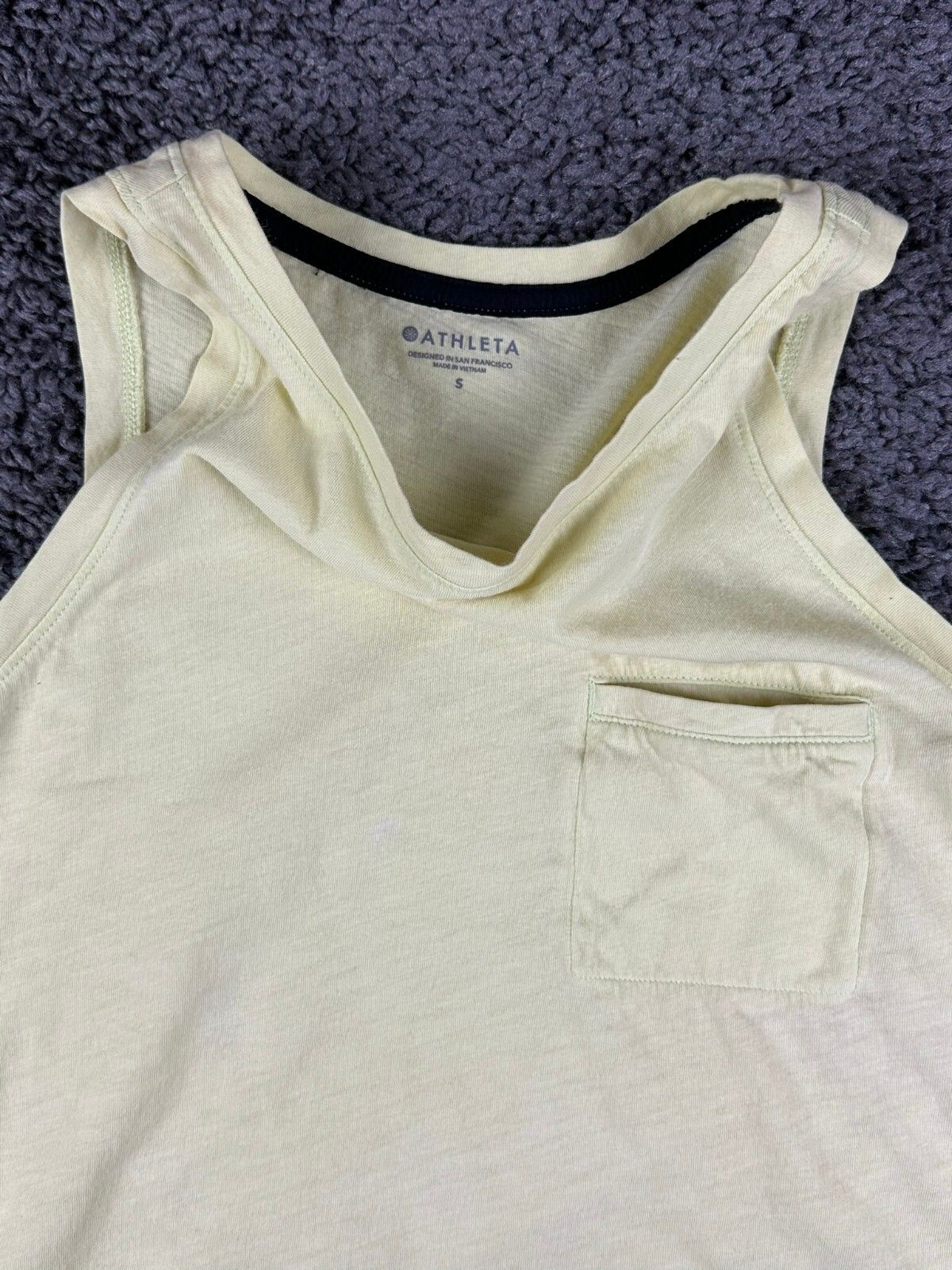 Athleta Organic Daily Bungee Tank Top Yellow Size Small Pocket Drawstring