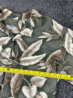 High Surf Mens Hawaiian Shirt Cotton Short Sleeve Olive Green Tropical Leaf XL