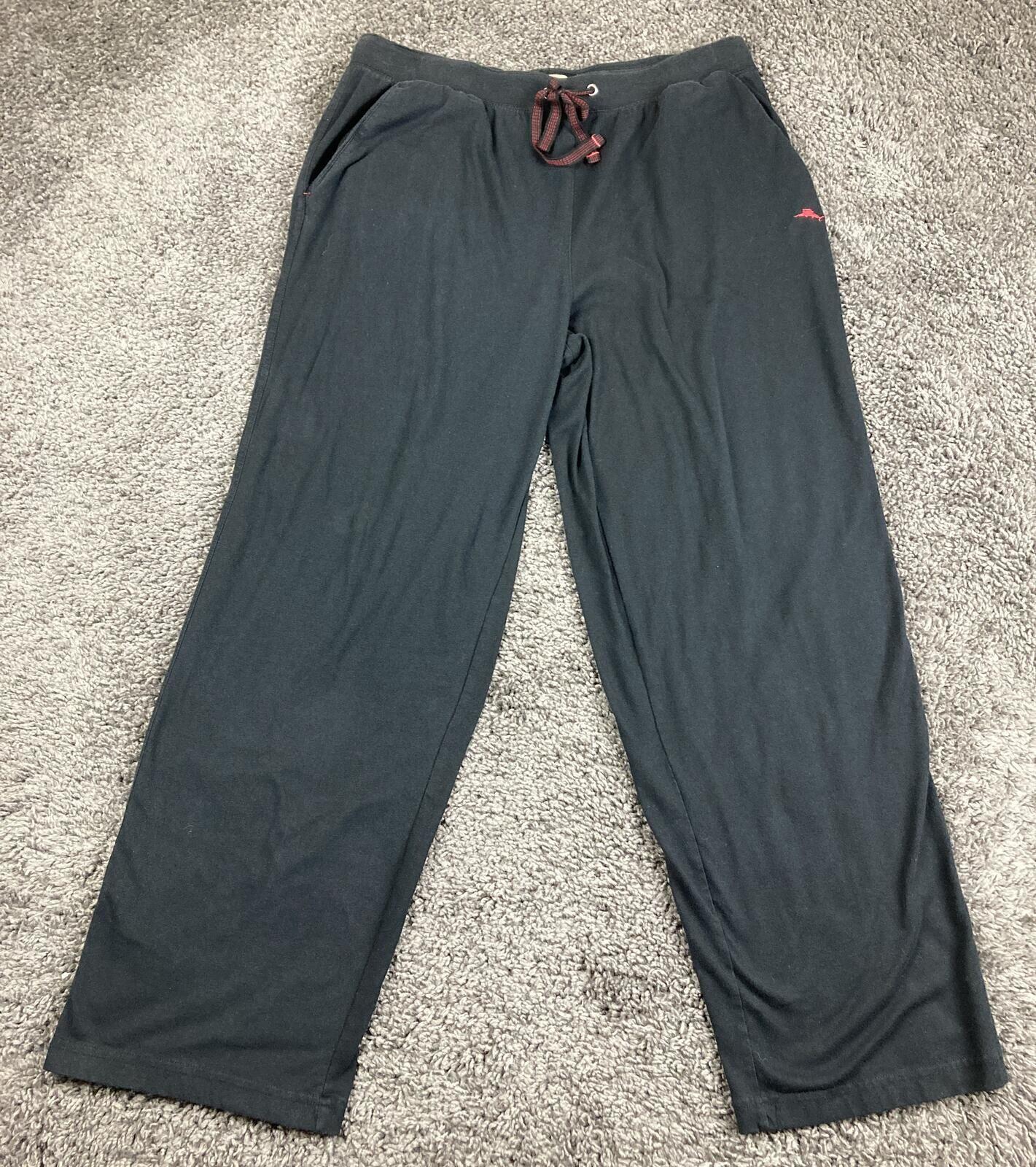 Tommy Bahama Men’s Lounge Pants Black Red Marlin Logo Sleepwear Pajama Sz L