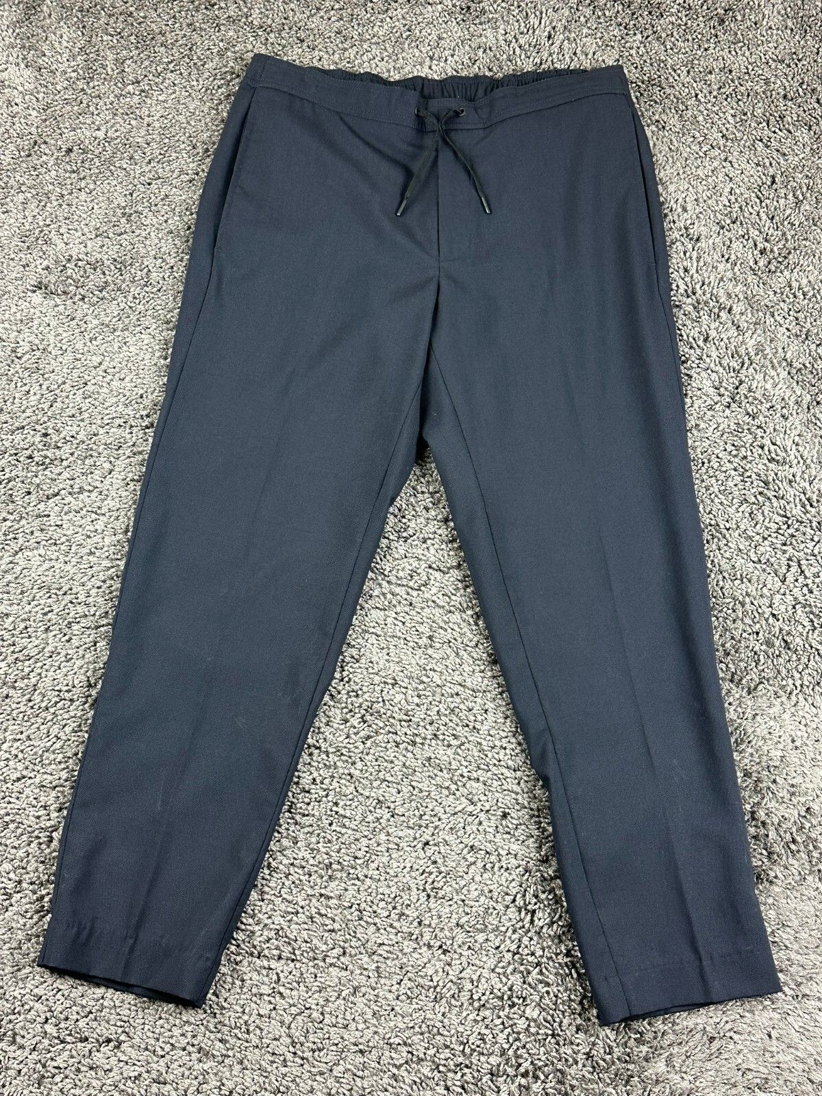 Sandro Paris Men Wool Blend Drawstring Smart Trousers Pants Navy Blue 36 FR 44