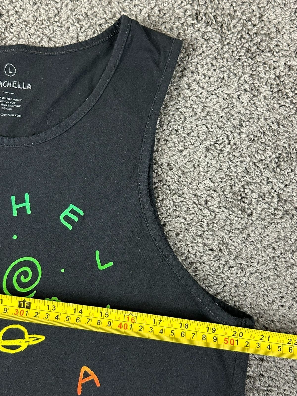 Coachella 2016 Music Festival Tank Top Mens L Black Graphic Concert Band Lineup