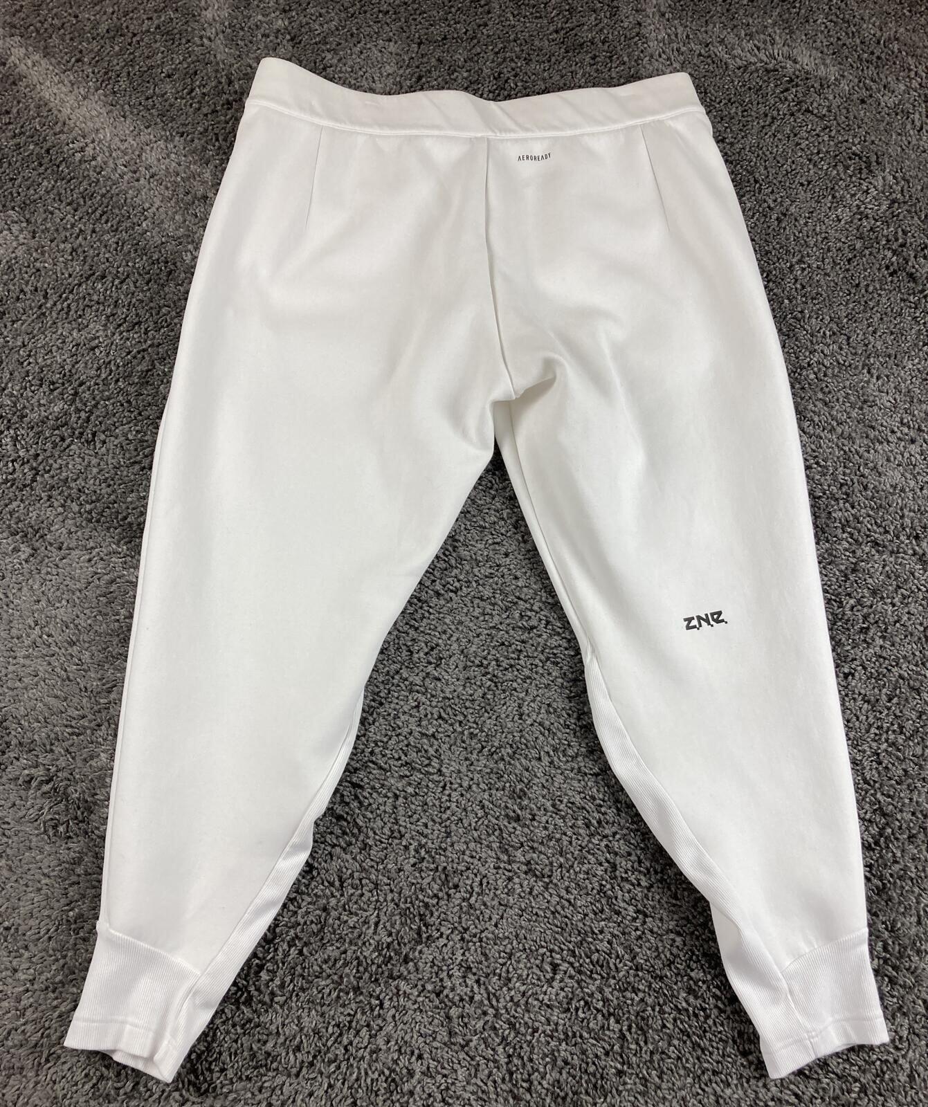 Adidas ZNE Pants Mens White AEROREADY Tapered Joggers Sweatpants Sz XL