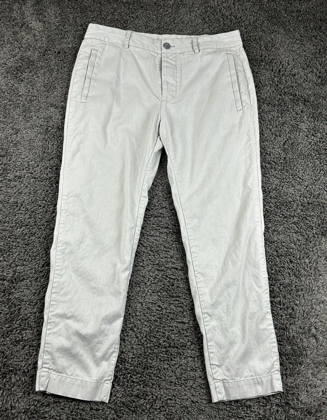 Outerknown Mens Beach Trouser Pants Gray Hemp Cotton Button Fly Sz 31