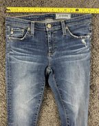 AG Adriano Goldschmied Legging Ankle Jeans Sz 27 Medium Wash Stretch Distressed