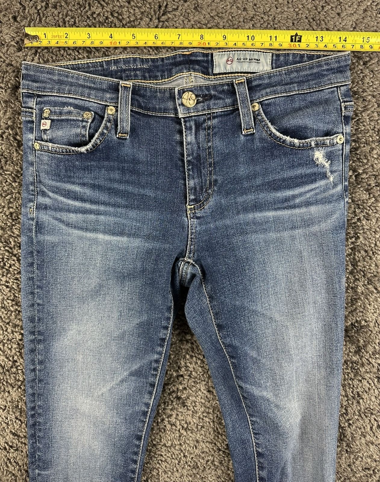 AG Adriano Goldschmied Legging Ankle Jeans Sz 27 Medium Wash Stretch Distressed