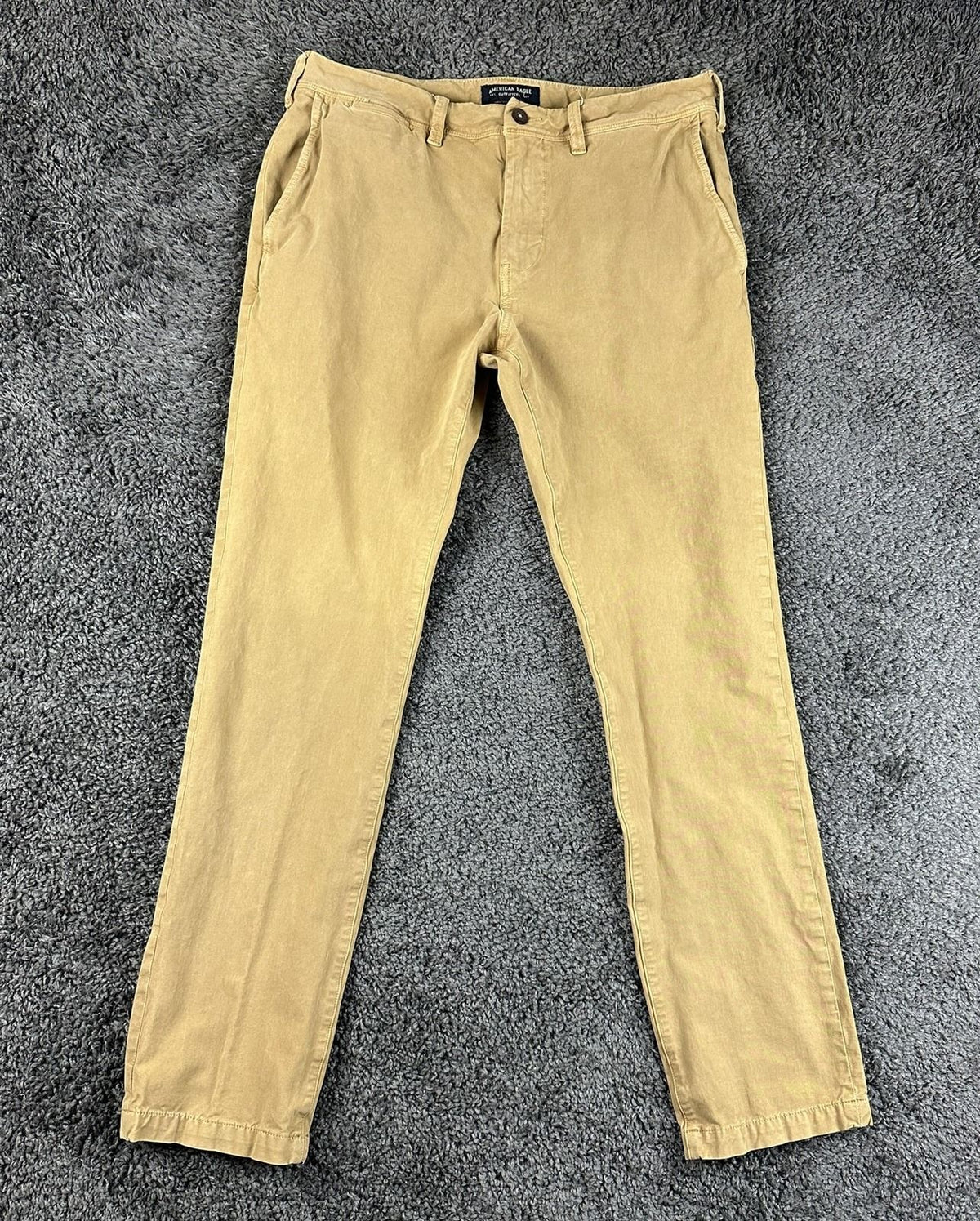 American Eagle Mens Tan Khaki 360 Extreme Flex Slim Chino Pants Stretch Sz 33x32
