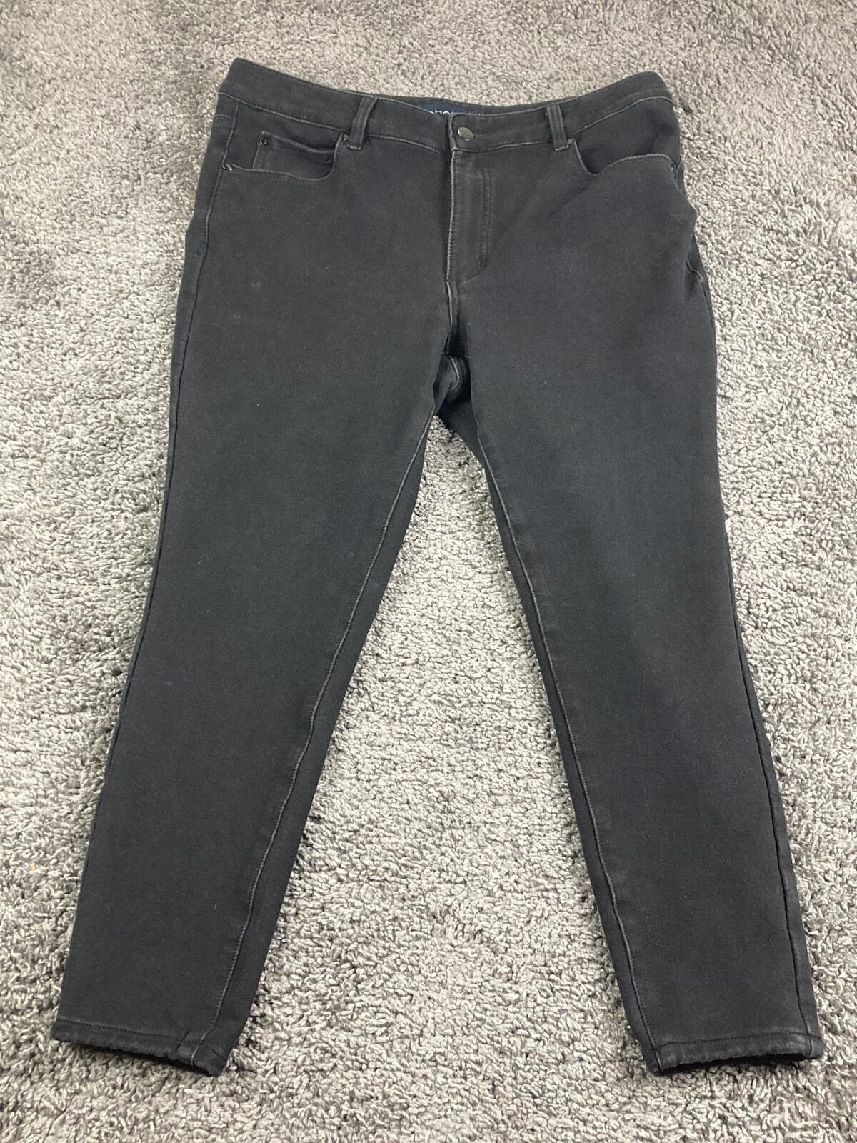 Tahari Premium Denim Jeans Womens Black High Stretch Skinny Ankle  14P