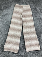 Zara Knit Pants Girls Brown Beige Striped Wide Leg Pull On  Size 11-12