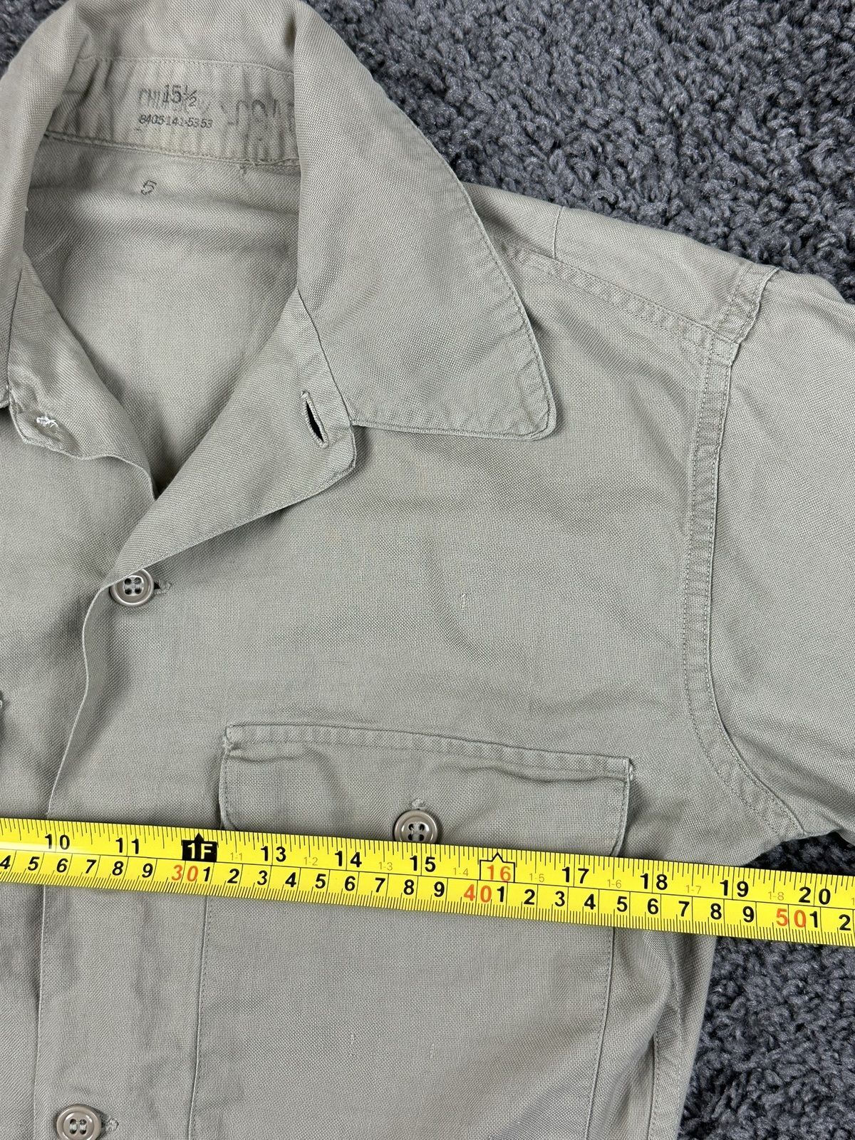 Vtg 1956 USAF Tan Tropical Shirt Mens Air Force Military Cotton Uniform 15.5 M