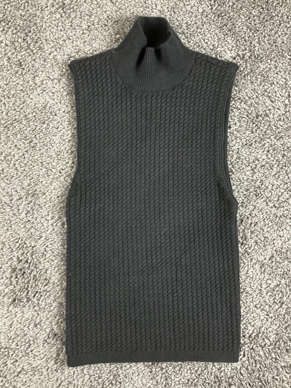 Alice + Olivia Darcey Black Textured Sleeveless Turtleneck Sweater Tank Top S/P
