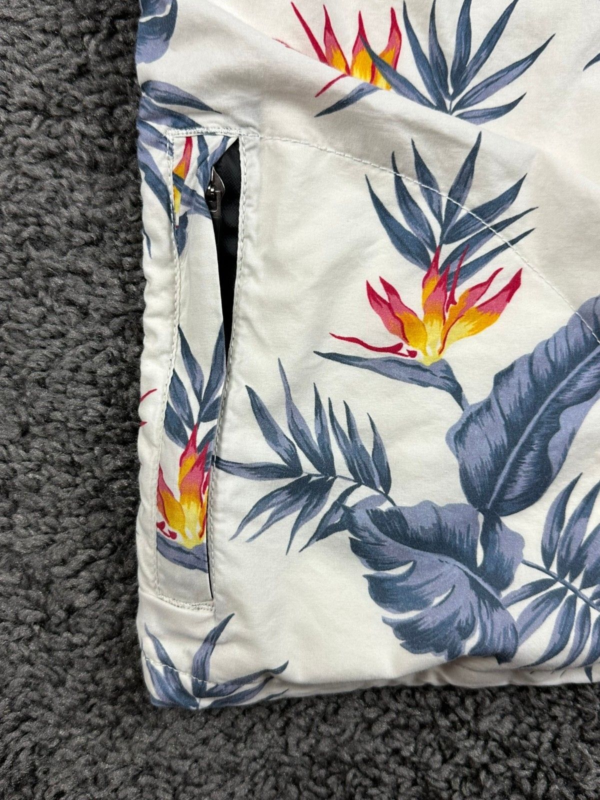 California Cowboy Mens M High Water Shirt Terry Lined Hawaiian Floral Pockets