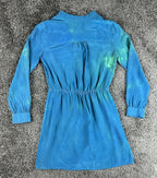 Amanda Uprichard Womens S Silk Dress 1of1 Custom Tie Dye Blue Boho Luxury Mini