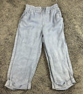 Cynthia Rowley 100% Linen Pants Women Blue Crop Wide Leg Elastic Waist Sz M
