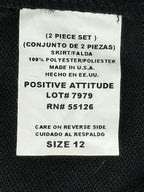 Positive Attitude 2 Piece Skirt Suit Blazer Womens Sz 14/12 Black Pink USA