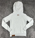 Naketano Womens Gray Cowl Neck Hoodie Pullover Sweatshirt Owl Rope Patch Sz M