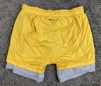 Birddogs Men Large Short 6 Inseam Gray Yellow Lined 3-in-1 Athletic Gym Shorts L