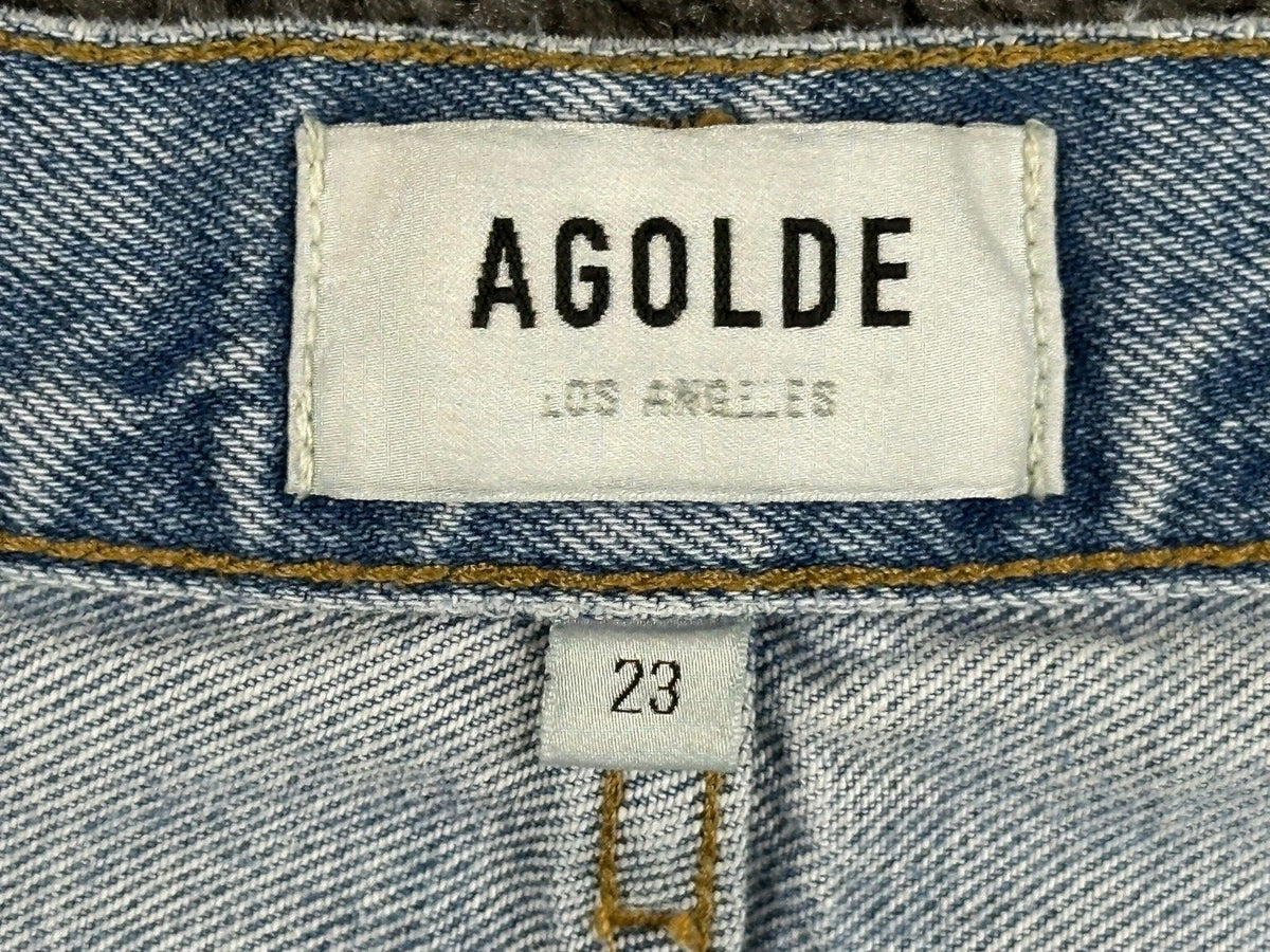 AGOLDE Womens 23 Riptide Lana Straight Leg Distressed Organic Cotton Jeans