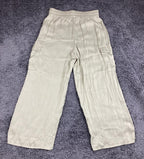 Rachel Zoe Satin Cargo Pants Champagne Beige Wide Leg Pockets Womens Medium M
